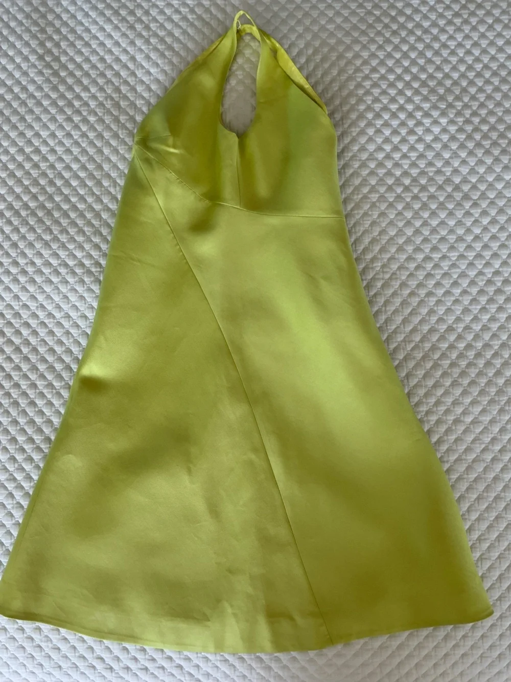 J.Crew Chartreuse Silk Blend Lime Green Sleeveless V-Neck Cocktail Dress 8 - Picture 10 of 15